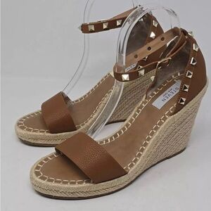 Steven New York Peni brown Studded Wedge Sandals sz 11 noob